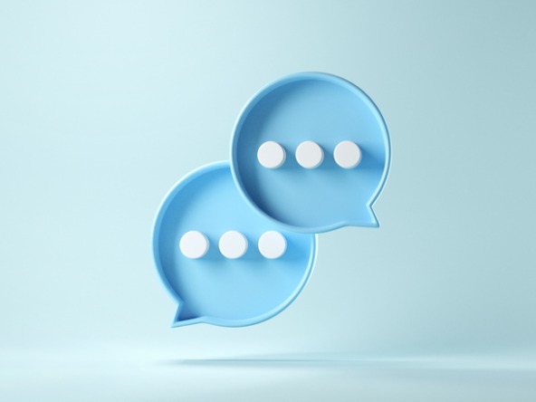 blue graphic speech bubbles